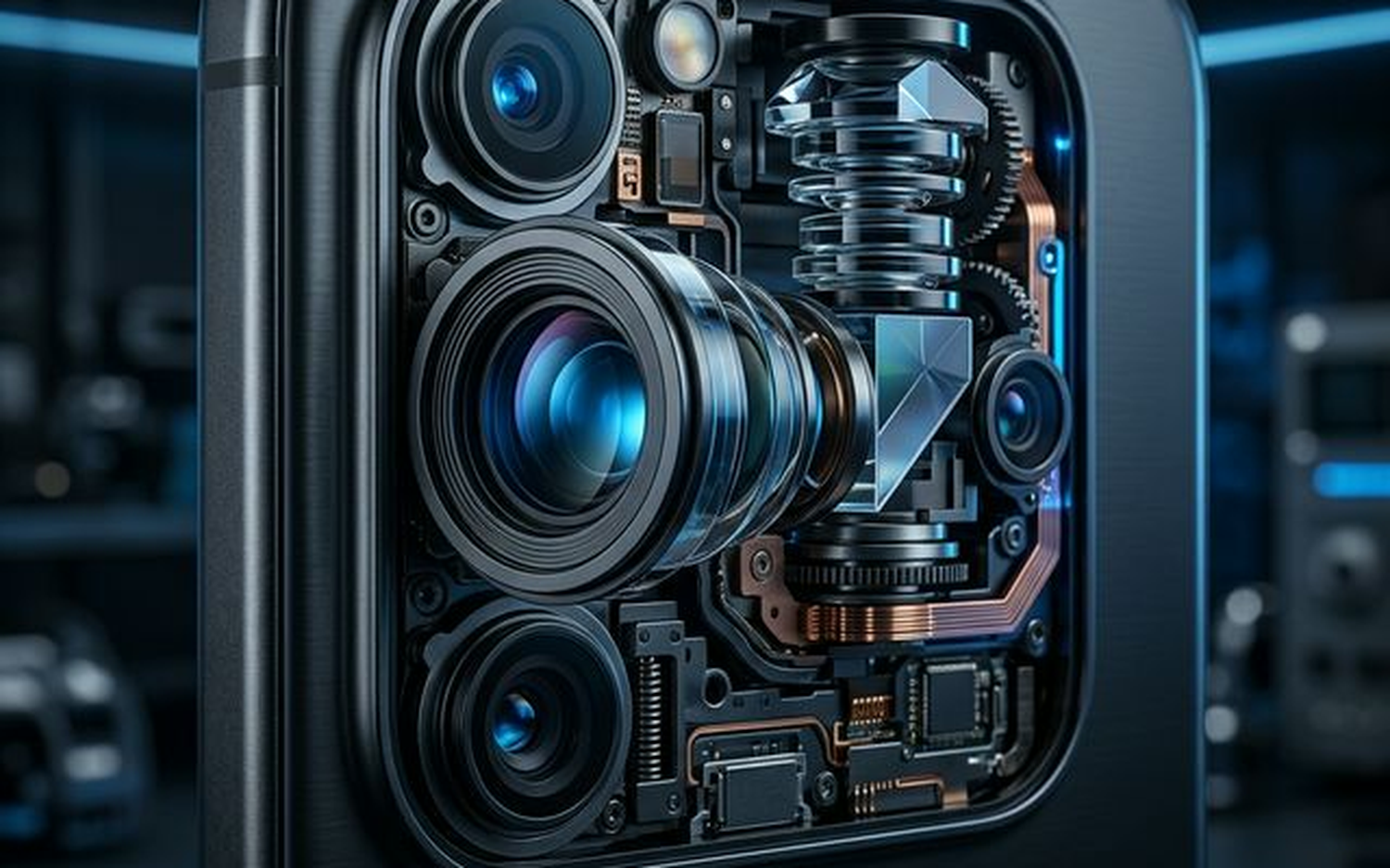 Close-up of the Vivo X300 Ultra camera module showing advanced periscope lens