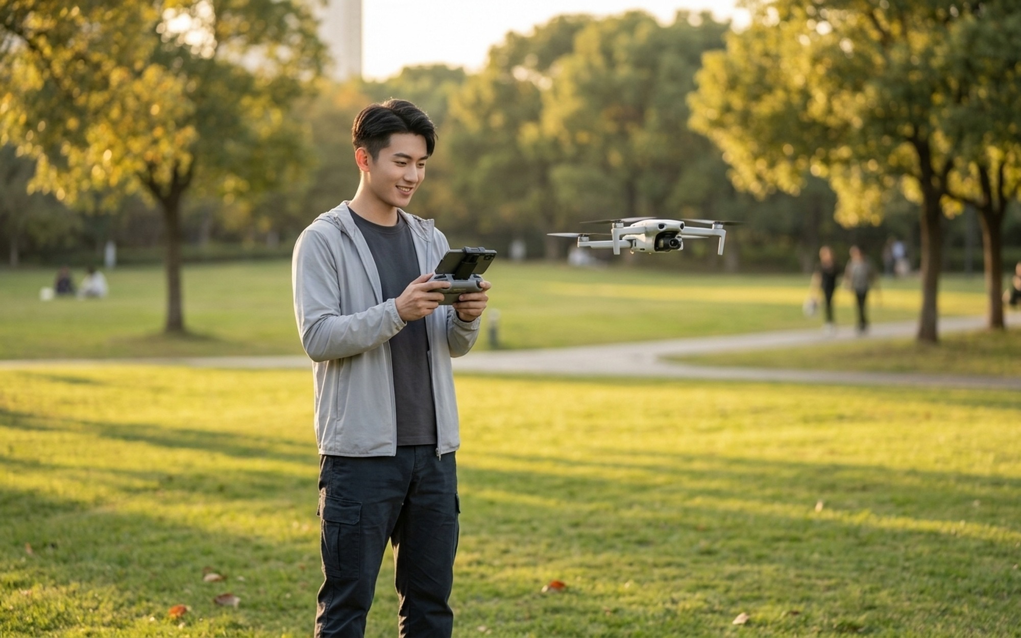 DJI Lito X1 beginner drone hovering outdoors with omnidirectional obstacle avoidance sensors visible, compact 249g design
