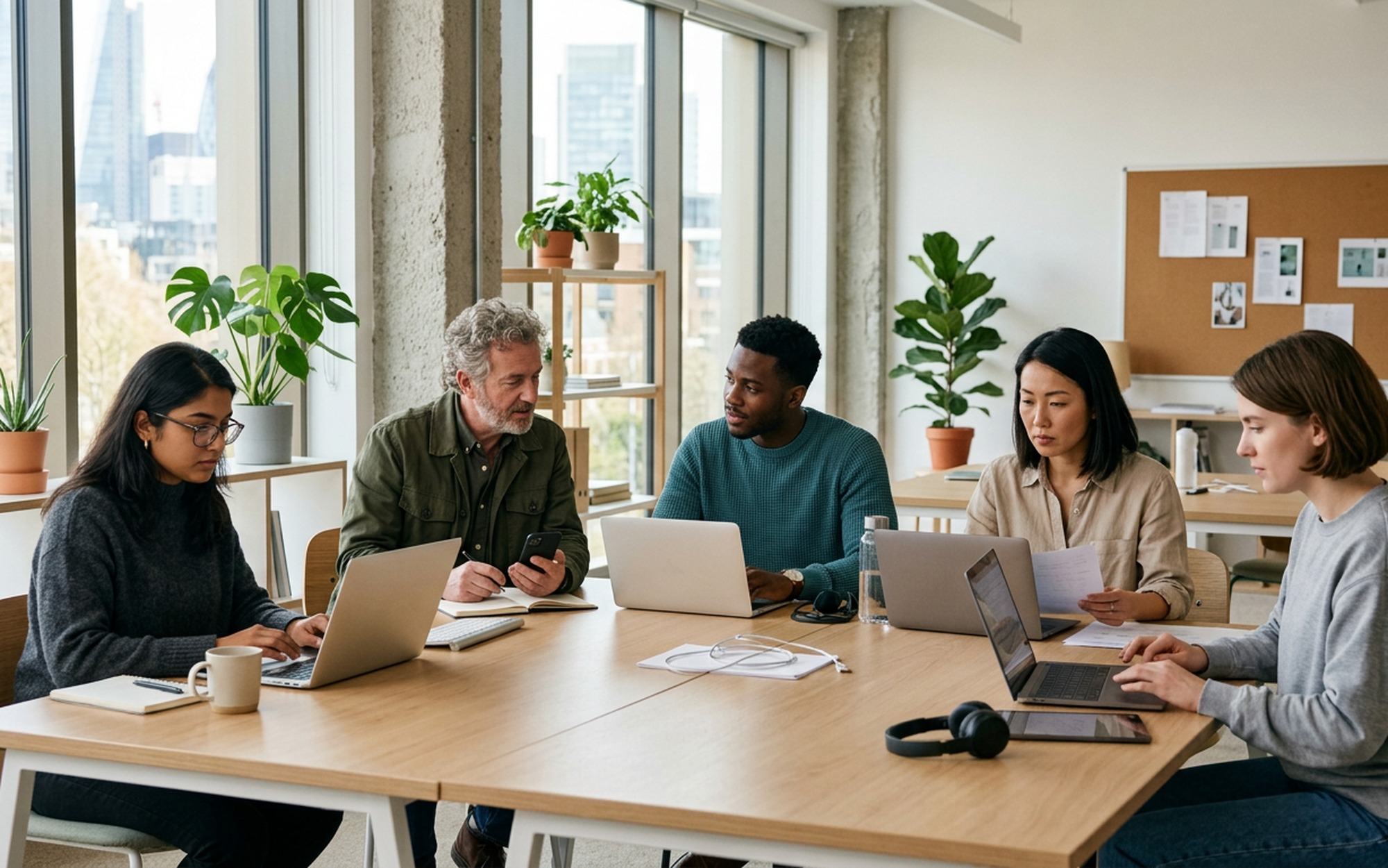 The Reviewstown editorial team at work in their modern open-plan office