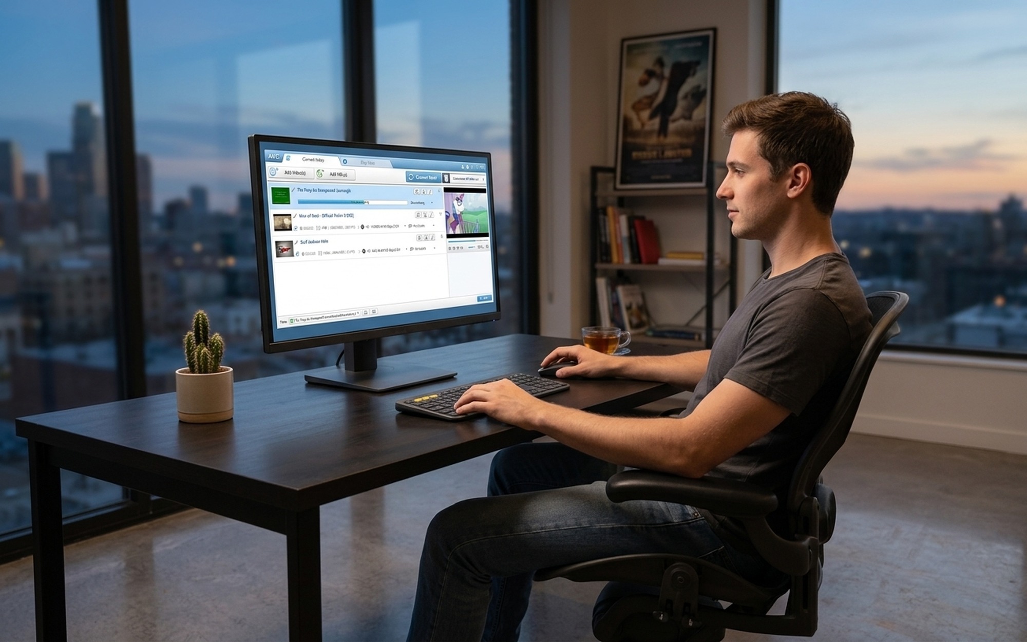 Desktop video downloader application open on a Windows PC, downloading a YouTube video at 1080p quality