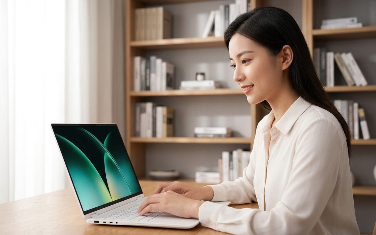 Honor MagicBook Pro 16 2026 laptop open on a wooden desk in a modern home office with soft natural window light