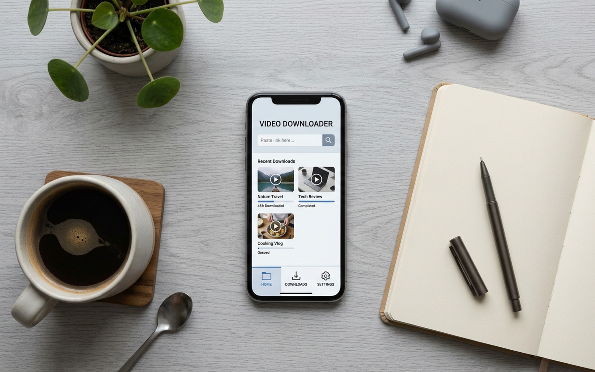Documents by Readdle app interface showing video download feature on iPhone iOS