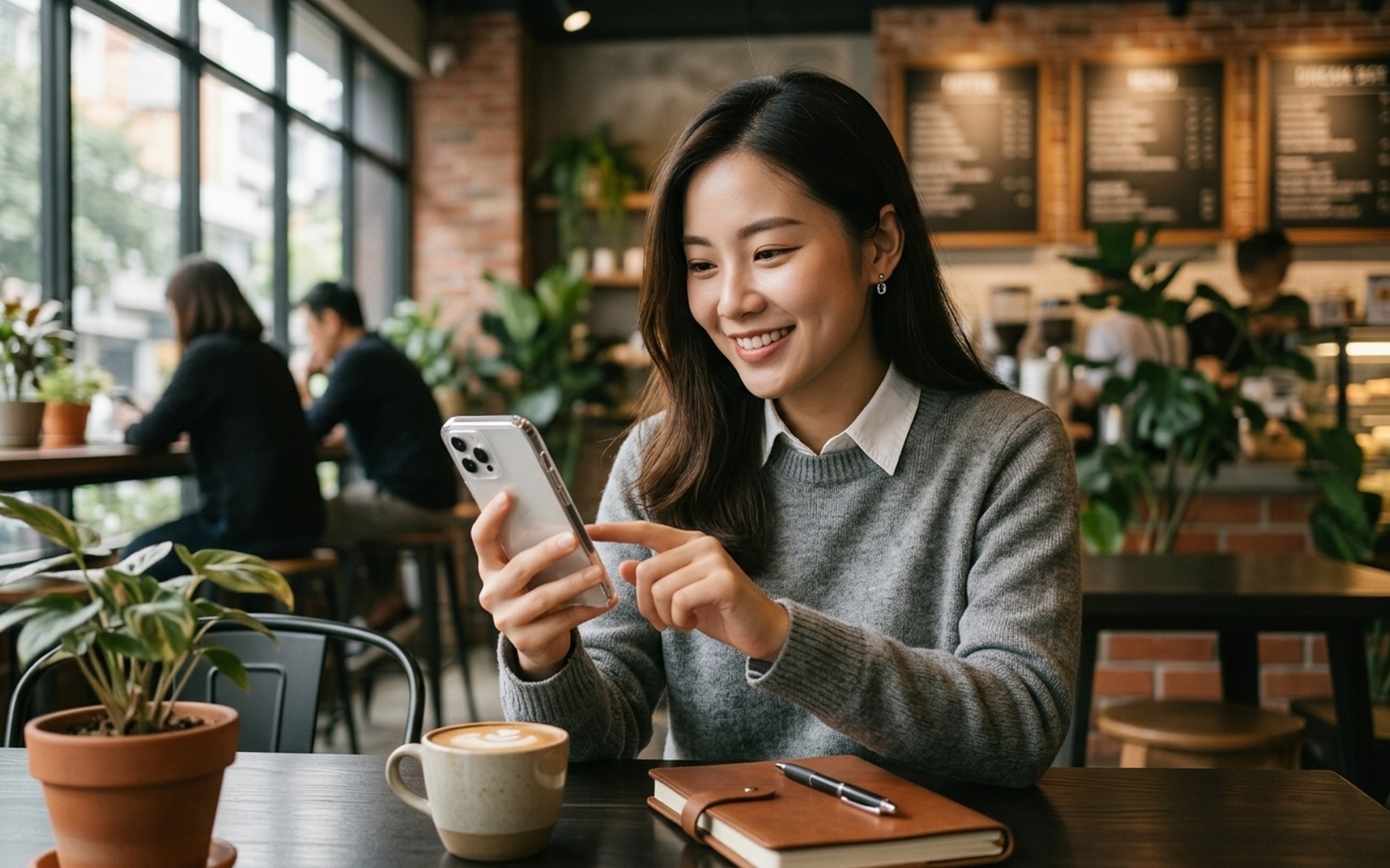 Young professional using Vidu Claw conversational AI interface on smartphone to create commercial advertising video