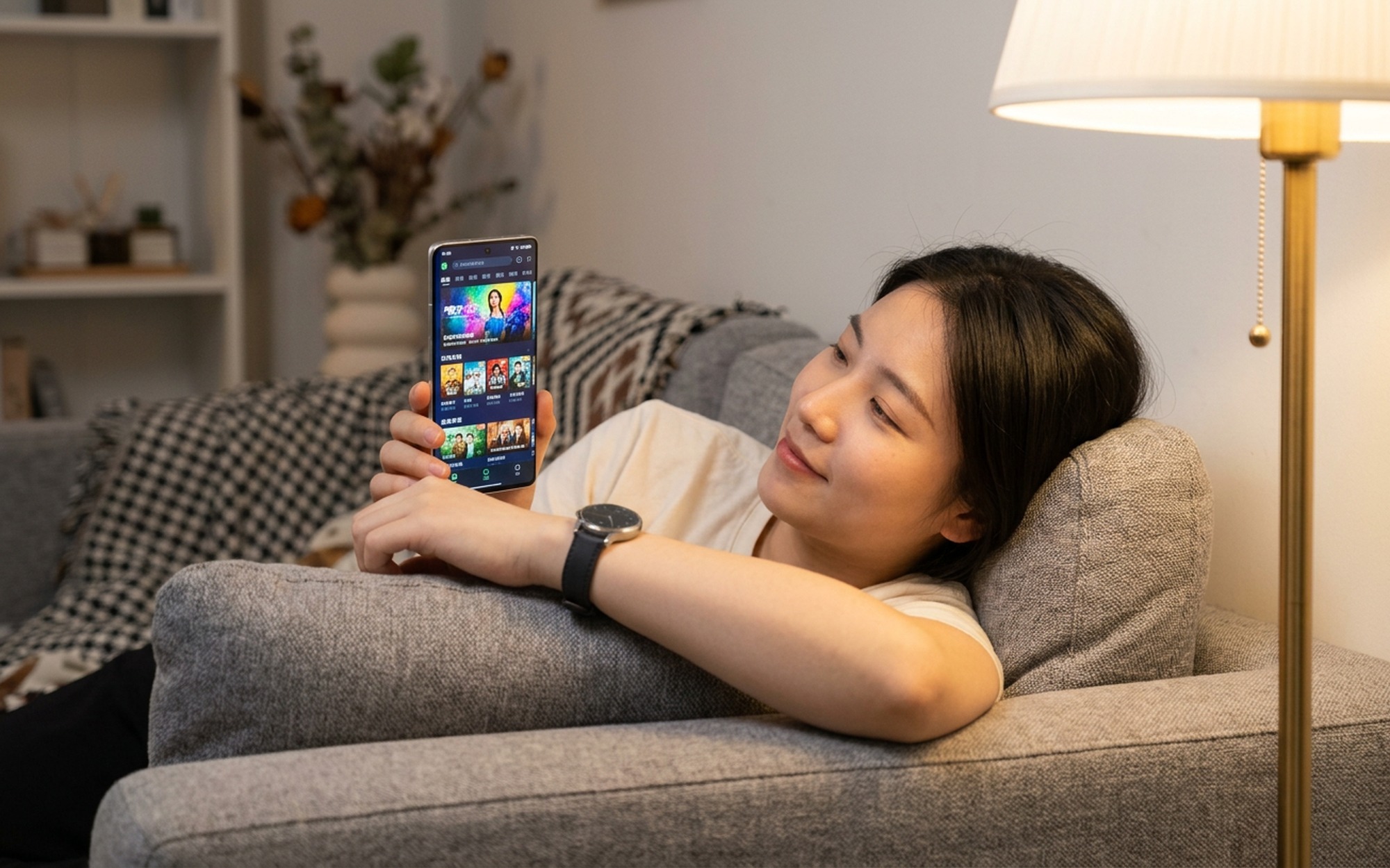 vivo Y600 Pro 6.83-inch 1.5K AMOLED 120Hz display showing vibrant content indoors with soft ambient lighting