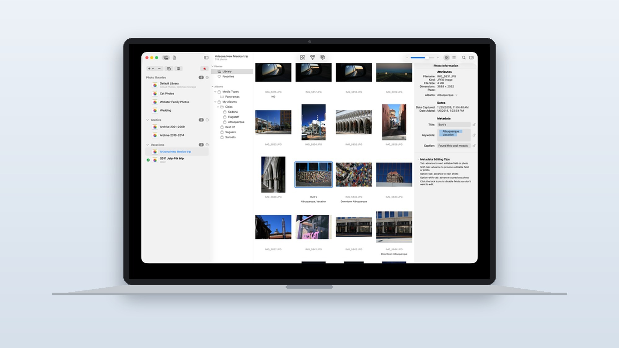 PowerPhotos running on a Mac showing multiple photo libraries side by side, the modern successor to classic iPhoto management plugins