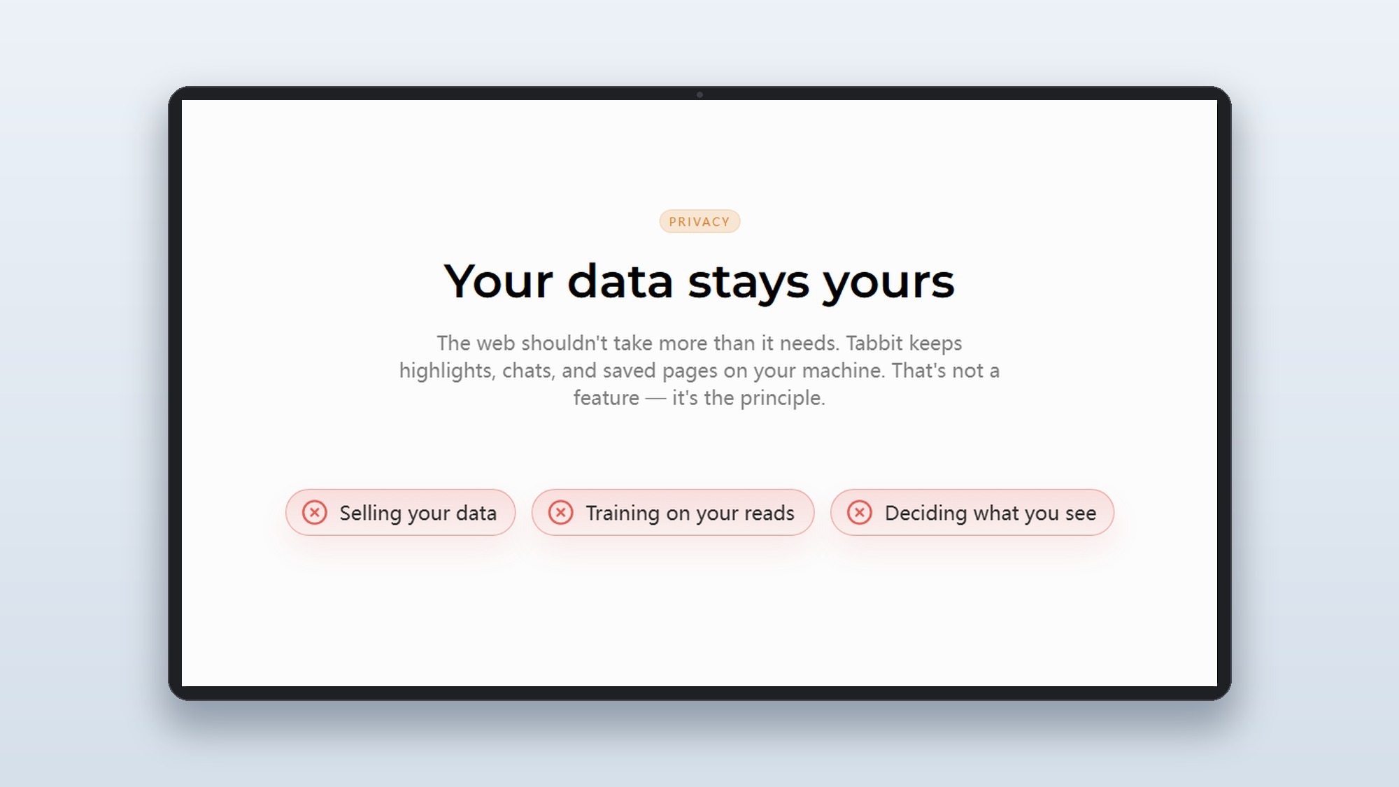 Tabbit AI browser free standard plan pricing slide showing weekly quota of 1000 conversations 50 images and 10 agent tasks